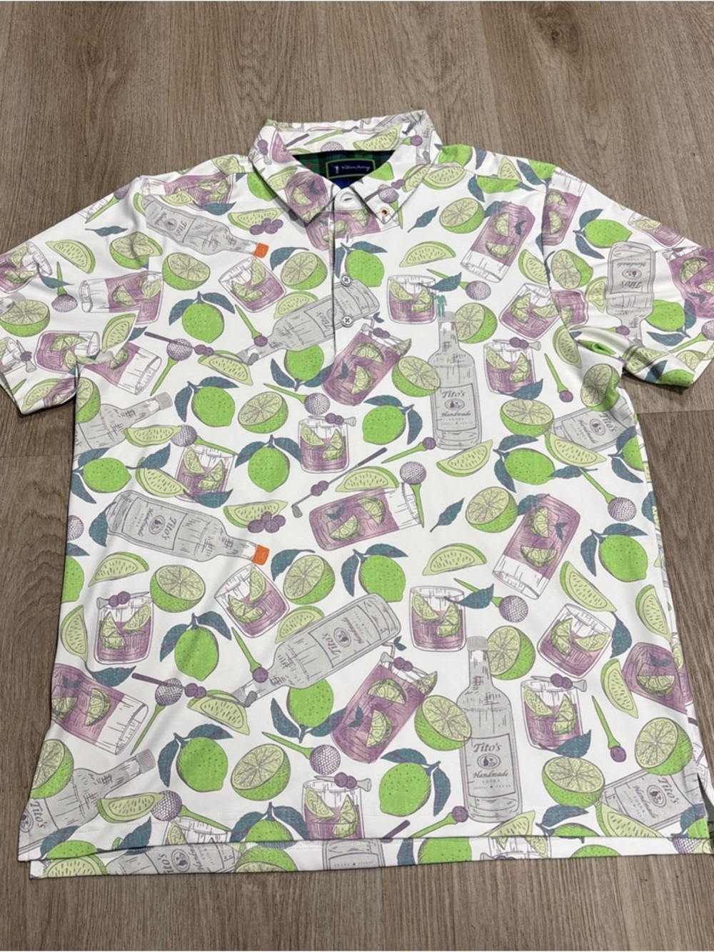 William Murray Polo Shirt Men M Tito's Vodka Golf Allover Print Short Sleeve